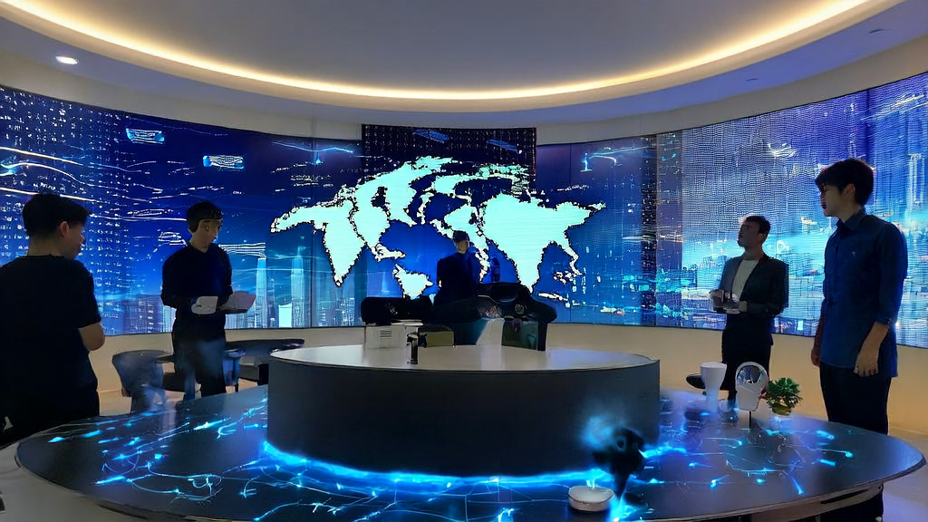 使用最新AI技术优化跨境电商邮件营销的现代办公室场景