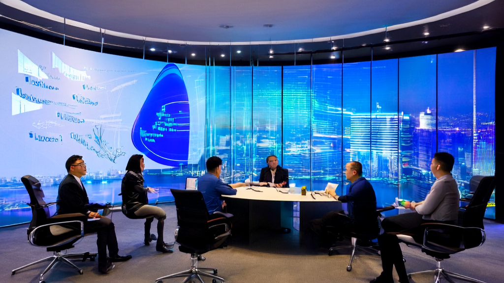 使用AI技术提高电商销售的现代化办公场景，展示了AI算法、数据流和团队协作