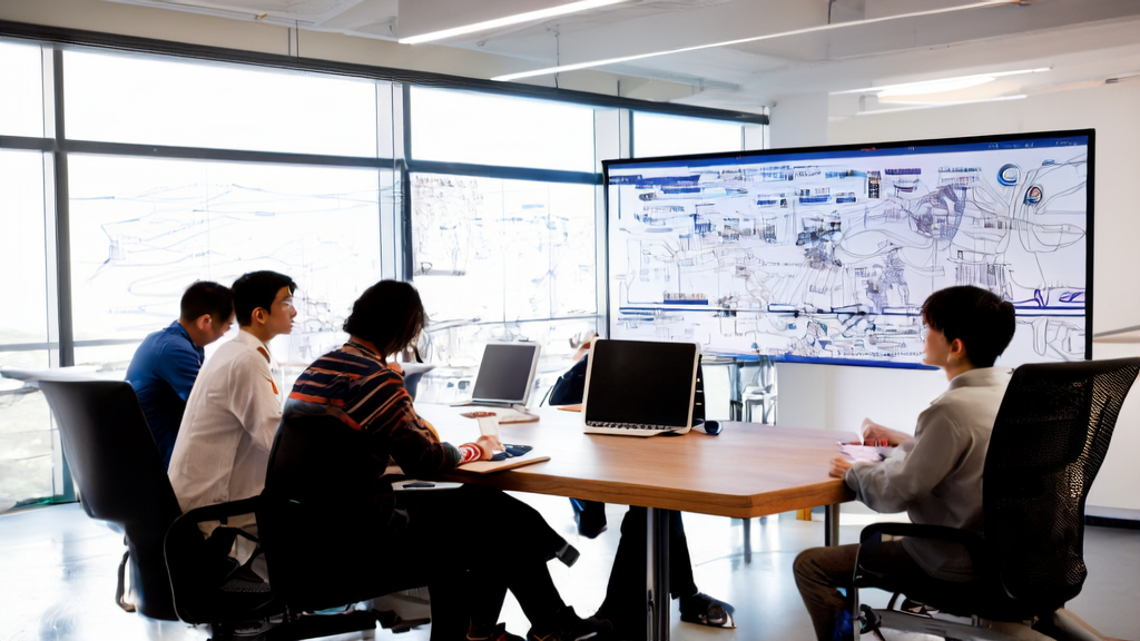 阳光明媚的办公室里，创业者们正在讨论AI技术如何助力跨境电商高效获客