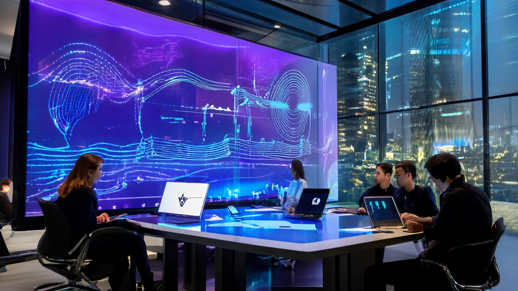 Entrepreneurs in a modern office using AI technology to optimize customer data cleansing and acquisition strategies