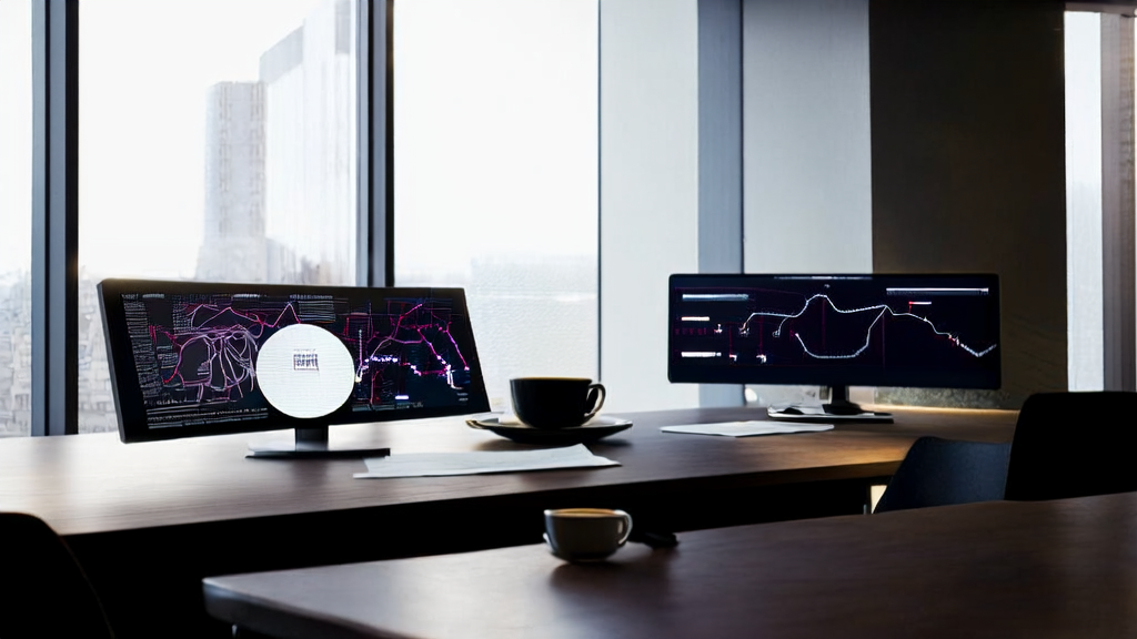 Interior of a modern office with sunlight, showcasing a workspace dedicated to AI-based customer data collection and analysis