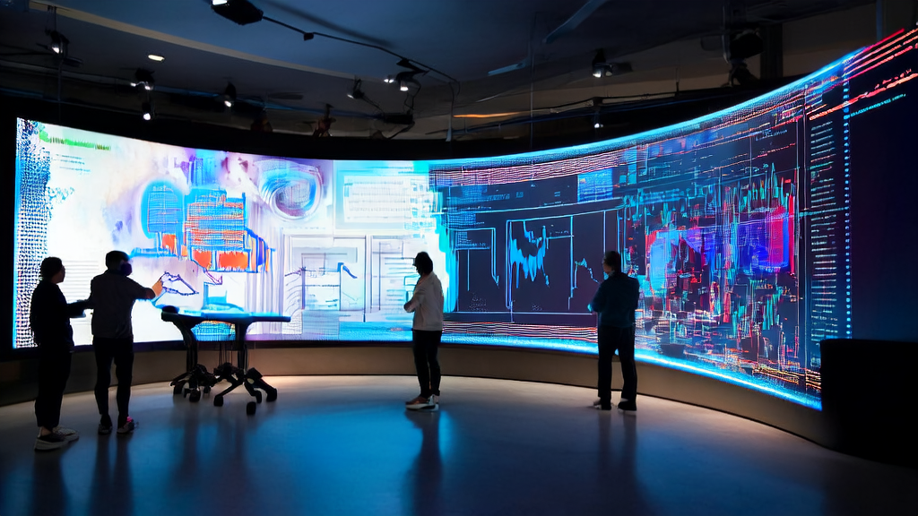 In a modern office, programmers are utilizing AI technology for customer data analysis and effective email marketing strategies