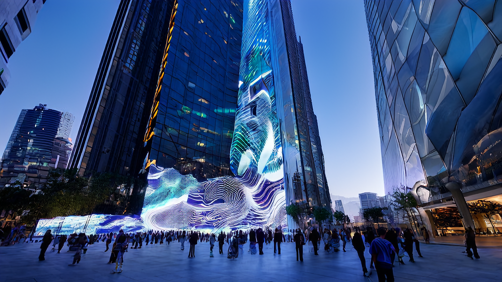 An interactive experience zone showcasing Kunlun Wanyi's AI music model Mureka V7.5 and MoE-TTS voice model, highlighting the application of AI technology in client data collection