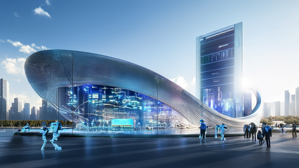 A futuristic smart cloud data center showcasing AI technology in customer acquisition