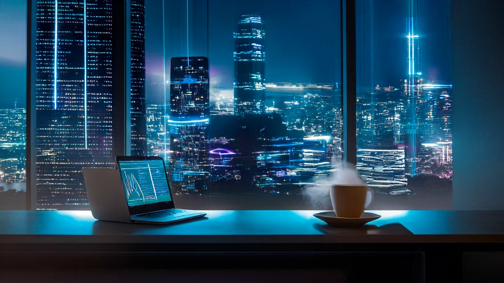 In a high-tech office, programmers are leveraging AI technology to enhance e-commerce sales, with data analysis charts for personalized email marketing displayed on the screen.