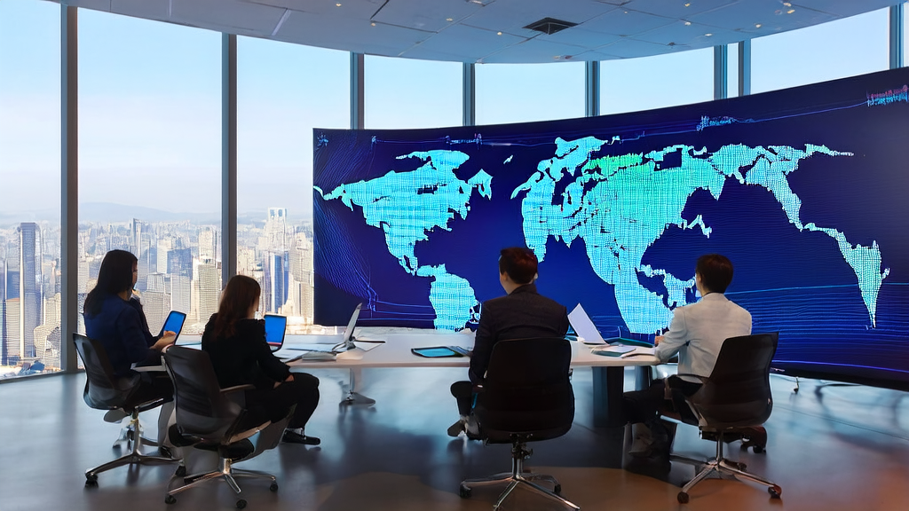 Modern office employees using AI technology for precise customer acquisition analysis