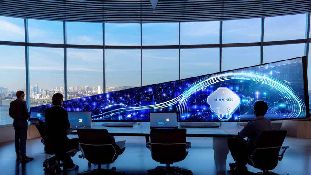 智能识别潜在客户的AI软件在现代化办公室中高效运作，帮助外贸企业精准获客