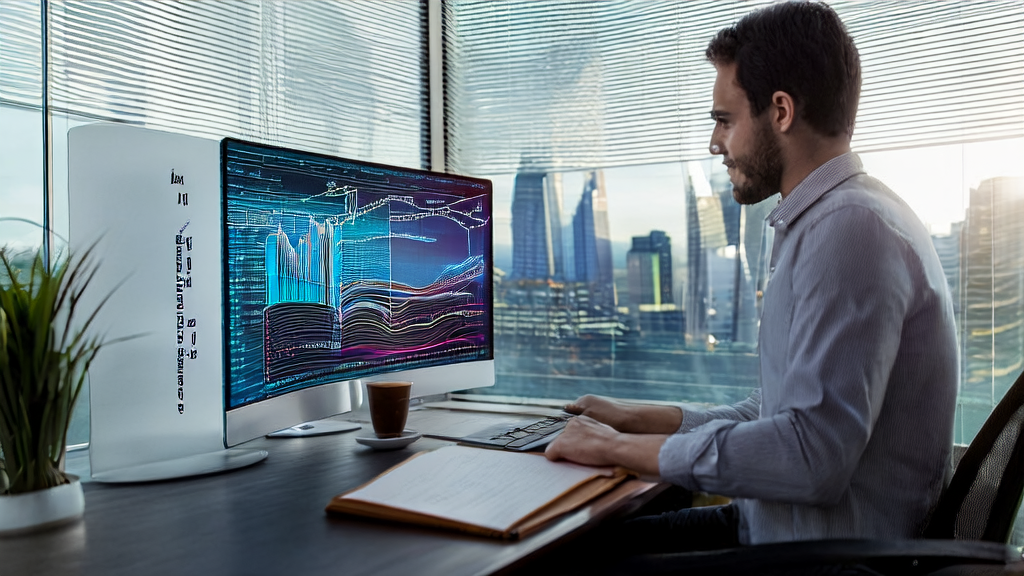 一位创业者在现代化办公室中利用AI技术优化营销获客策略