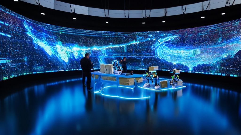 Engineer interacting with Google's AI assistant CC in a futuristic tech lab, showcasing cross-border e-commerce acquisition strategies