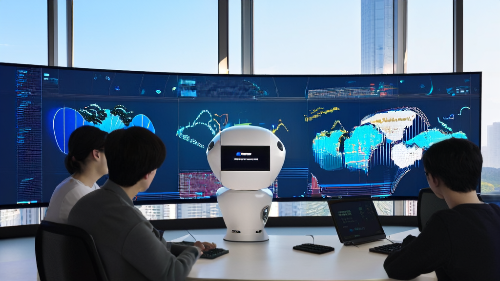 Modern office employees utilizing AI technology for precise customer acquisition
