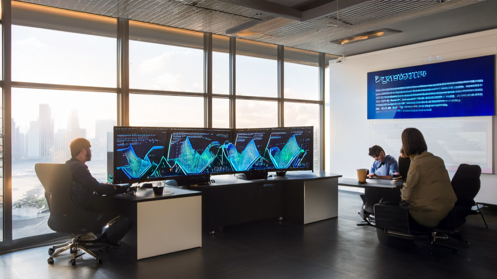 Engineers in a modern office using AI technology to enhance enterprise acquisition efficiency