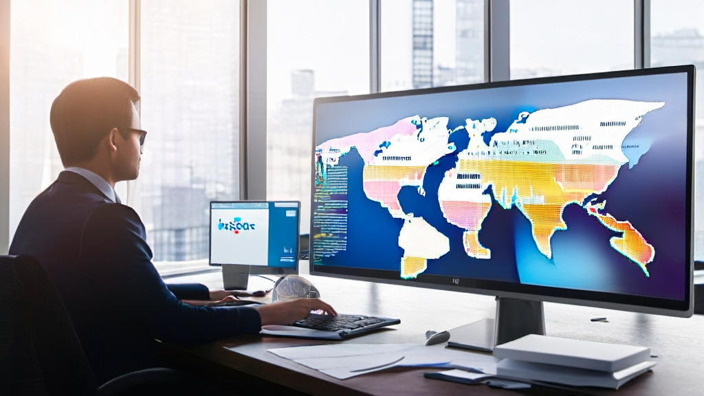 Modern office scene showcasing AI technology for efficient customer acquisition on Twitter