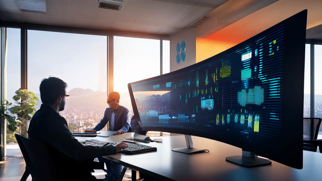 工程师们在充满阳光的现代办公室中开发AI工具，墙上挂着LinkedIn和Lyft的标志