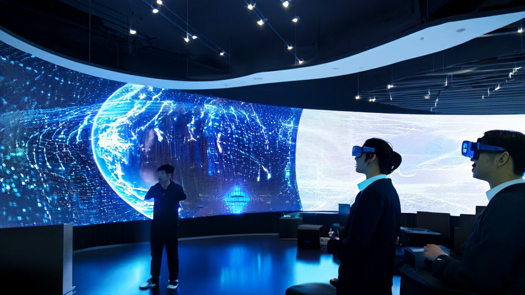 AI技术如何重塑跨境电商获客战略：展示智能数据分析、个性化推荐和即时购物功能的未来办公场景