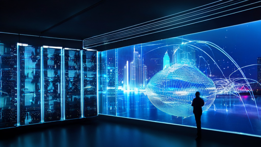 新任CTO正在现代化办公室中规划AI基础设施建设，背后是繁华的都市夜景。