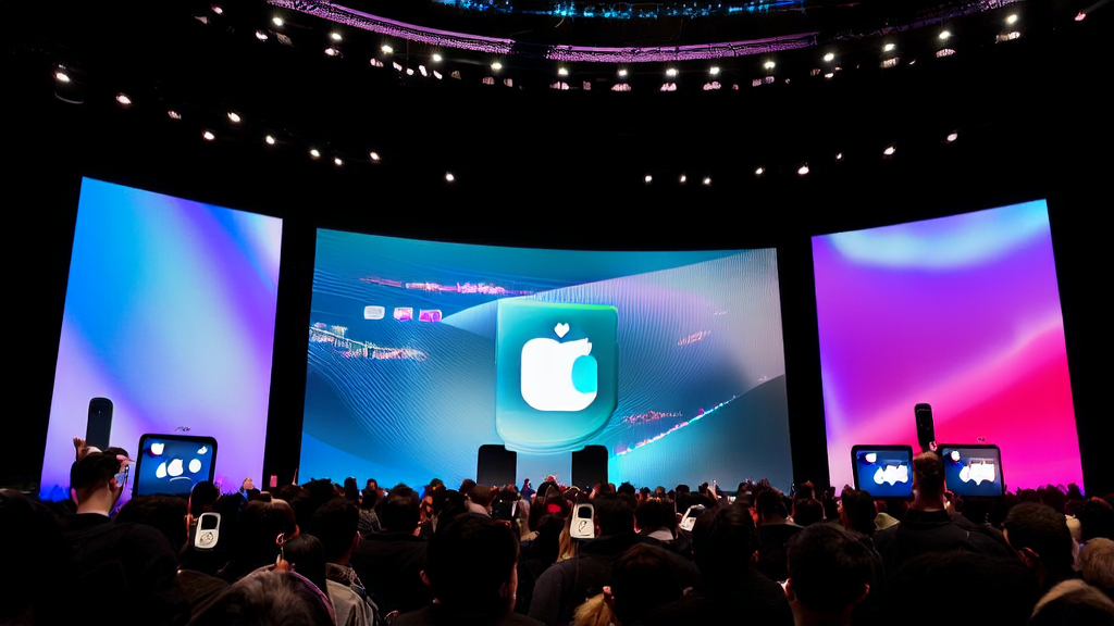 Apple launch event showcasing FastVLM model on iPhone