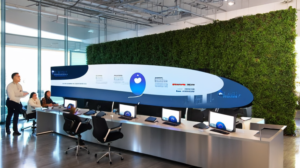 Modern office scene integrating Apple Siri with AI email marketing