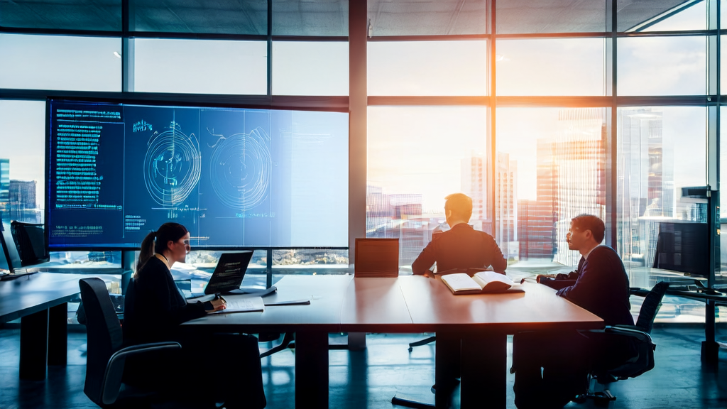 An intelligent office showcasing the balance between AI-driven marketing tools and human cognition