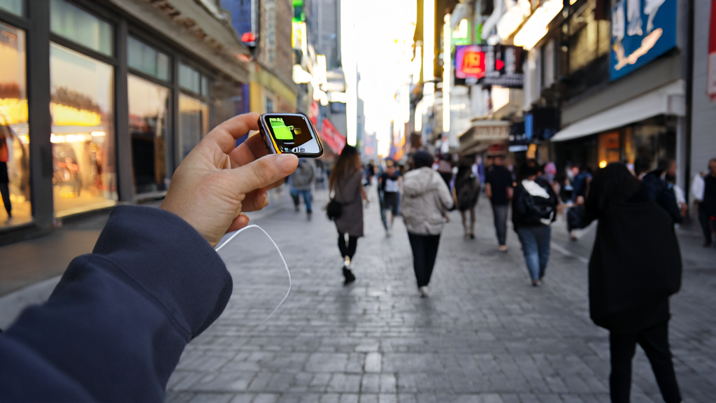 Blind user exploring street scenes with Google AI system