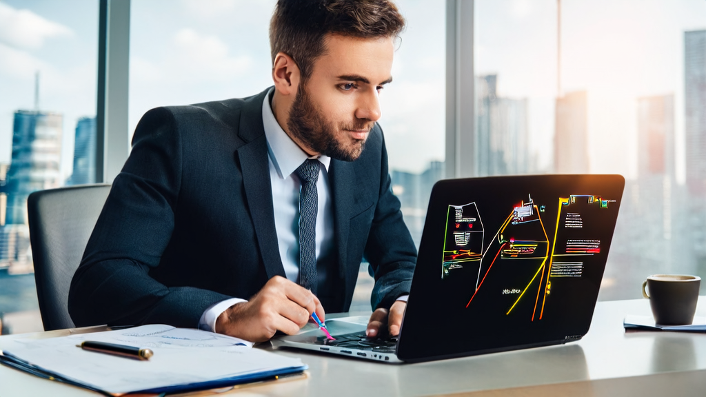 Business person using AI tool to edit trade emails, enhancing communication efficiency and business conversion