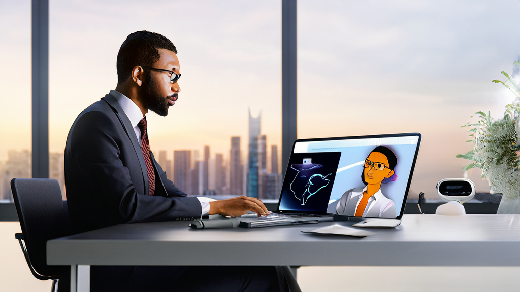 Business professional using AI email polishing tool for international trade emails