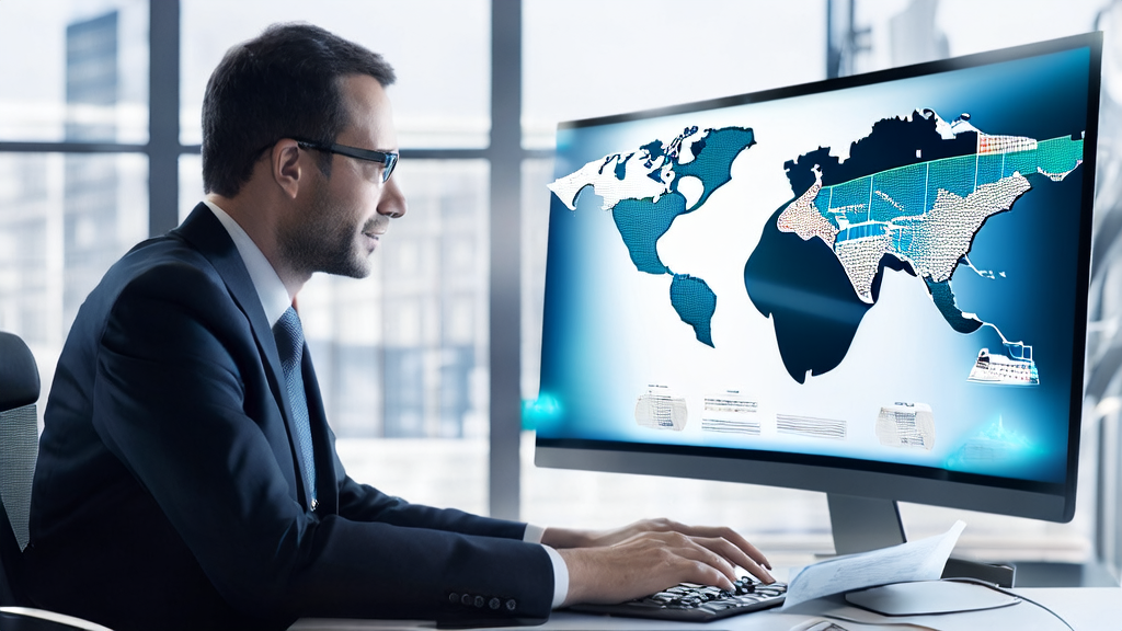 Businessman using AI email polishing tool to optimize trade emails