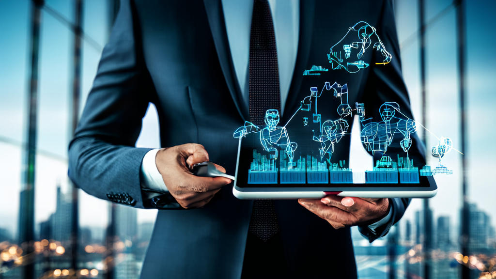 Businessman utilizing AI technology for precise customer acquisition globally