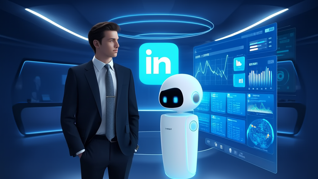 Businessman using AI marketing tools to analyze LinkedIn customer data