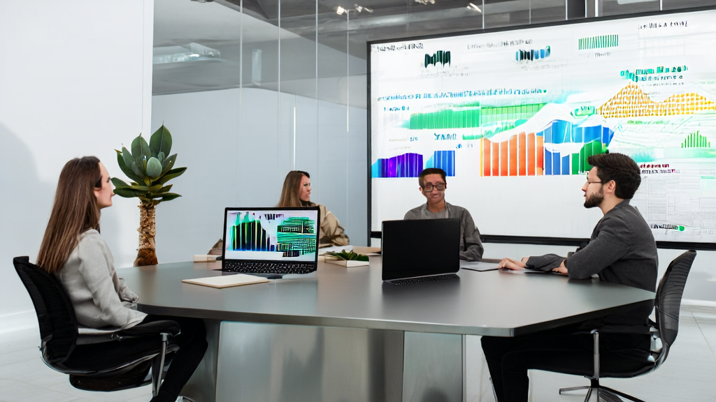 Cross-border e-commerce team discussing the use of AI video generation technology to optimize automated marketing strategies and improve email response rates