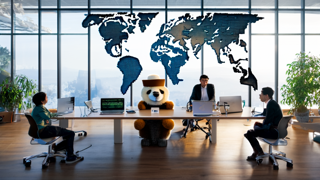 跨境电商团队在现代化办公室中使用AI邮件营销工具，提升销售效果