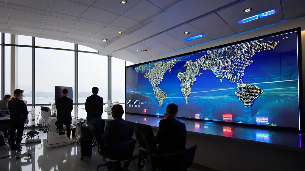 现代化办公室中员工利用AI技术优化跨境电商独立站邮件营销