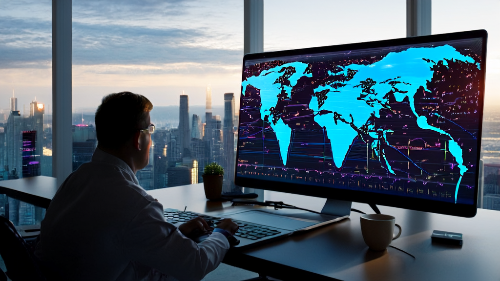 数据科学家在现代化办公室中优化AI广告投放策略