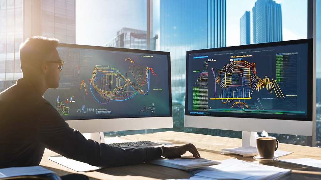 Data scientist optimizing email marketing content with AI in a modern office