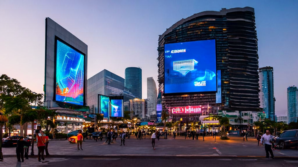 破晓时分的东南亚城市，展示了AI技术驱动的个性化广告和新兴科技公司