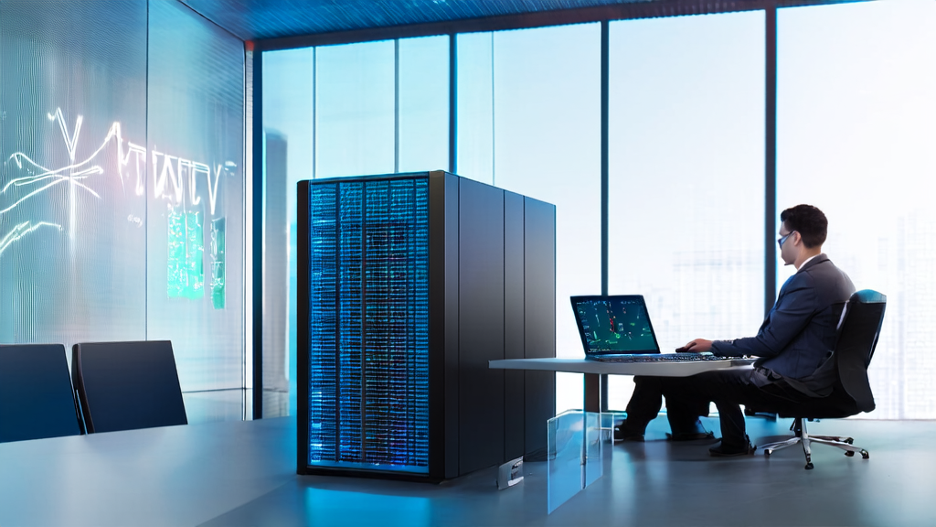 Dell and Intel's AI-driven customer acquisition solution, showcasing a high-performance server and an engineer at work