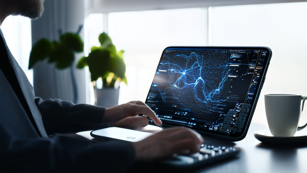 Developer working with iOS 26 local AI model in an office setting