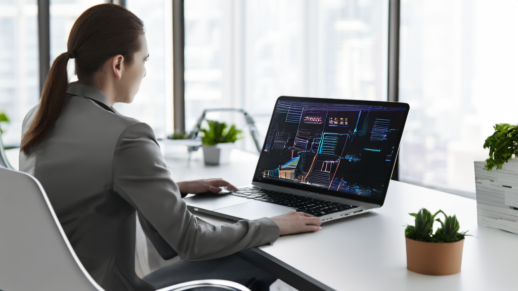 A modern office using an E Ink AI touchpad for personalized marketing data analysis