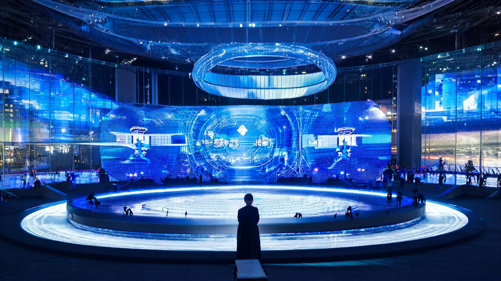 A futuristic city showcasing the AI entity grading model and its applications in customer acquisition