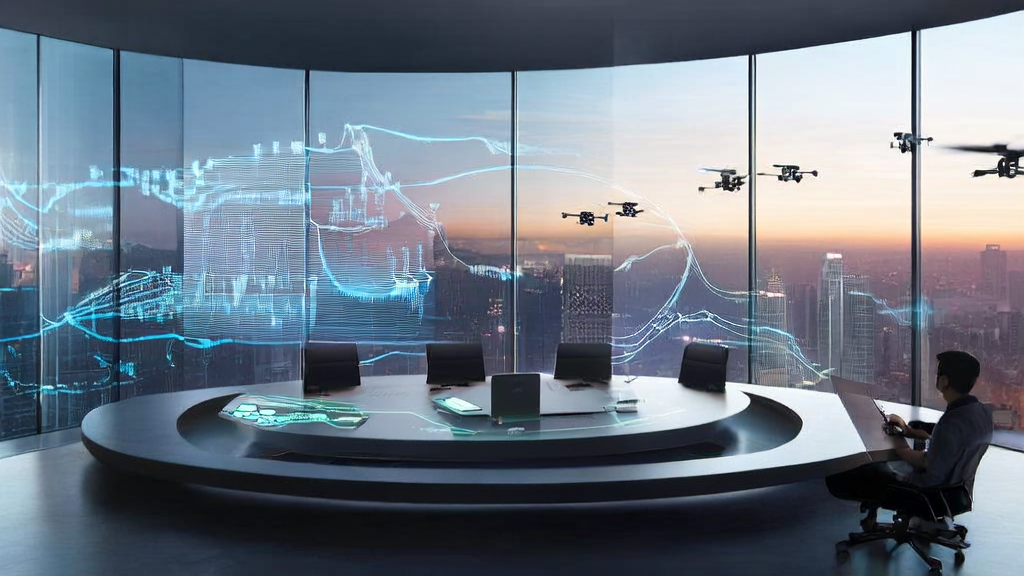 Depicts the application of GPT-5 in an office setting, with young entrepreneurs discussing how to leverage AI technology to enhance customer acquisition efficiency