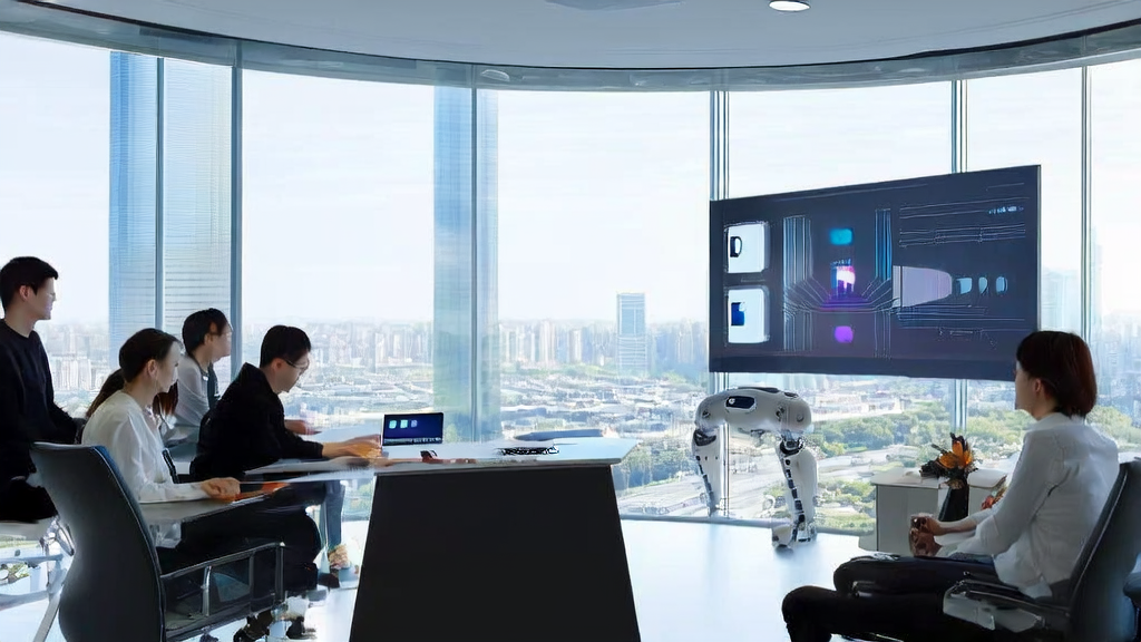 An office scene showcasing the AI upgrade of Xiaomi Browser, emphasizing AI applications in email marketing
