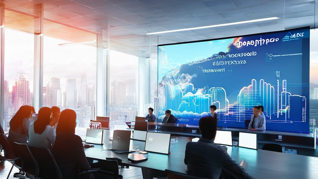 Modern office scene of foreign trade company employees using AI technology to precisely acquire high-quality clients