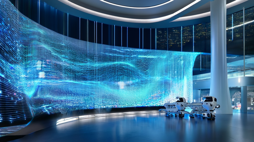 Scene of future AI customer prediction model in a high-tech laboratory