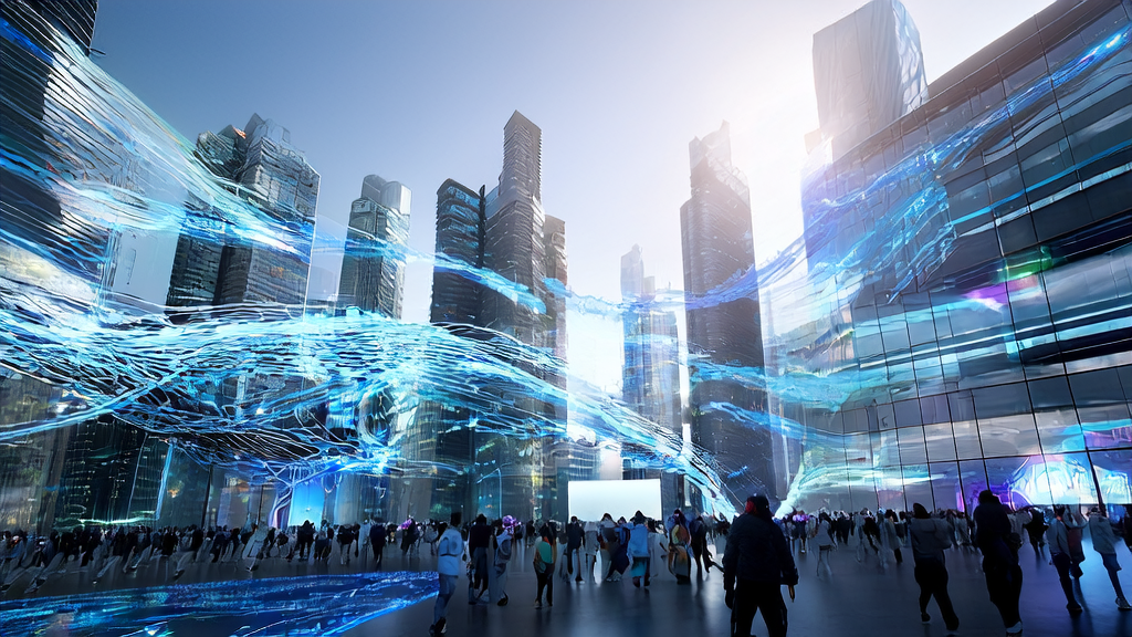 未来城市的广告控制中心,展示了2025年AI获客新趋势