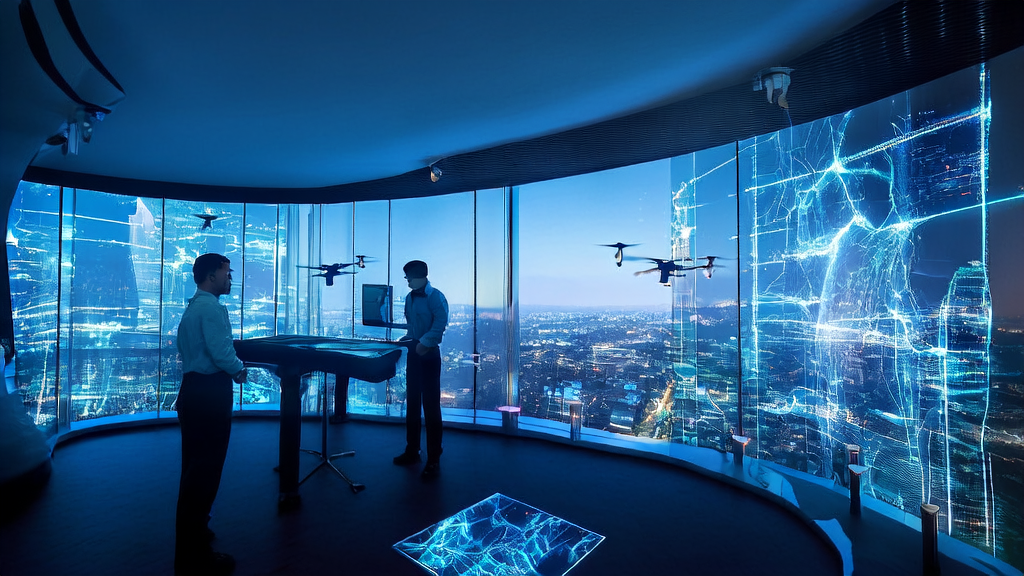 未来城市的广告公司中，年轻的策划师通过全息投影和AI技术优化广告投放策略。