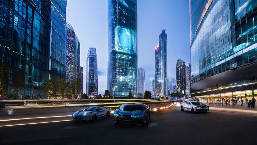 A futuristic city scene showcasing how the intelligent entity platform optimizes advertising by reaching target audiences precisely and reducing CPA through AI technology.