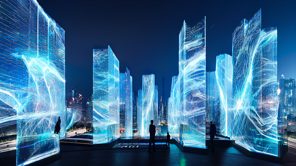 In a futuristic city, an entrepreneur uses the Claude Chrome extension to optimize advertising and precisely reach target customers.