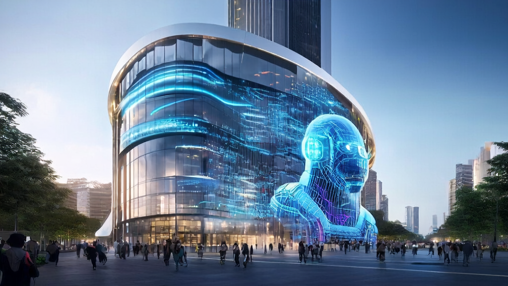 Future city in 2025 where independent stations use AI technology to boost traffic