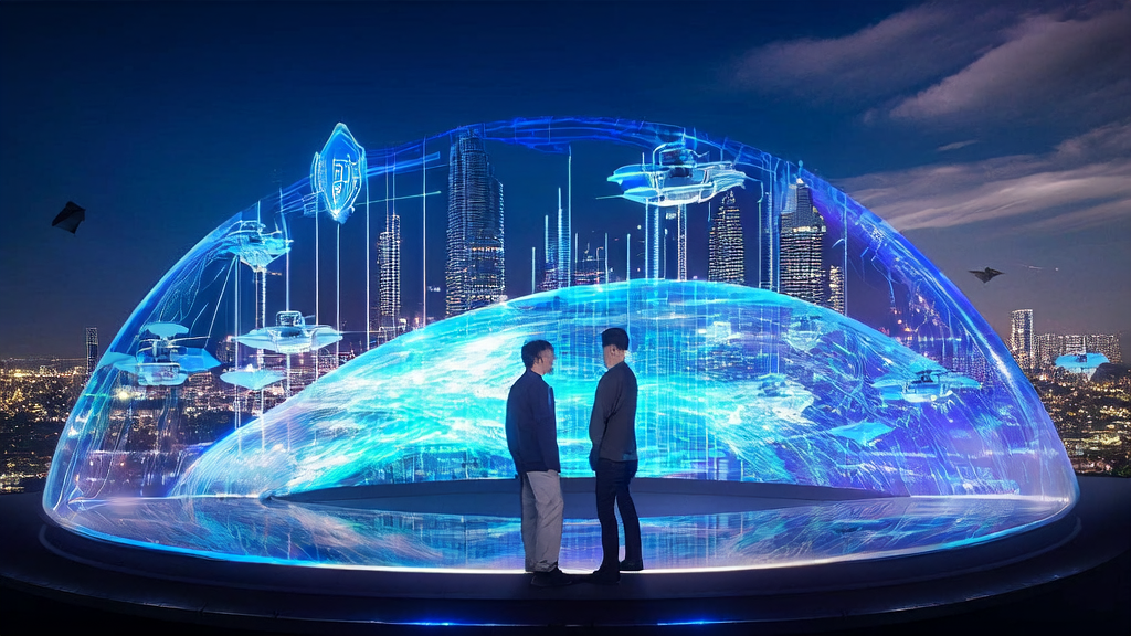 AI acquisition trends in a futuristic city: A young entrepreneur leveraging AI technology for efficient growth