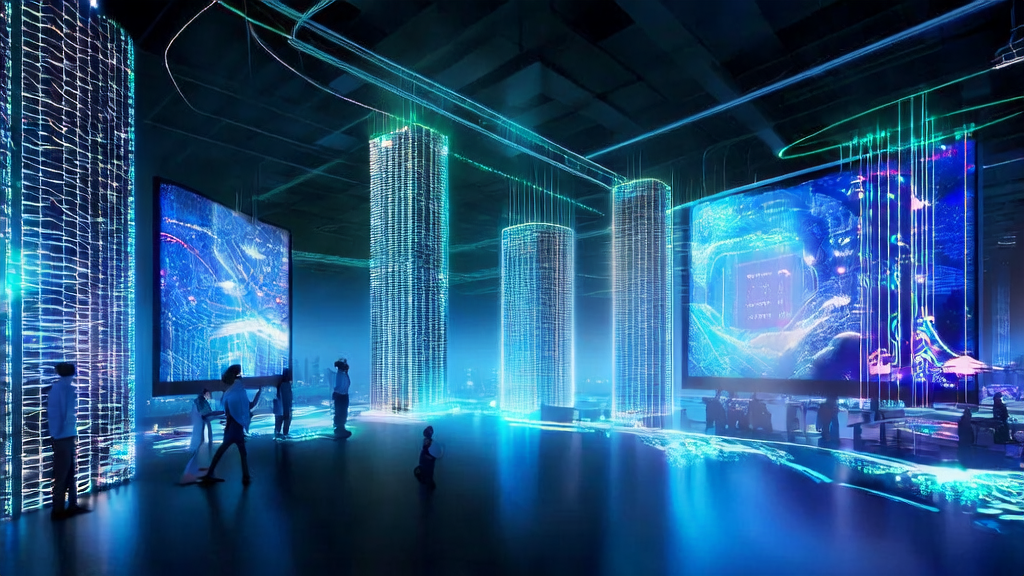 A futuristic city's ad agency using AI technology for precise ad targeting