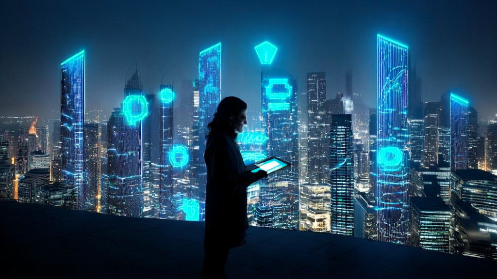 未来城市的广告投放场景,数据分析师使用AI技术优化广告策略